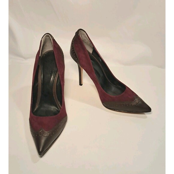 Rachel Roy Rrana Burgundy Brown Leather Suede 4" Stiletto Heels Pumps Size 5M - Picture 1 of 10